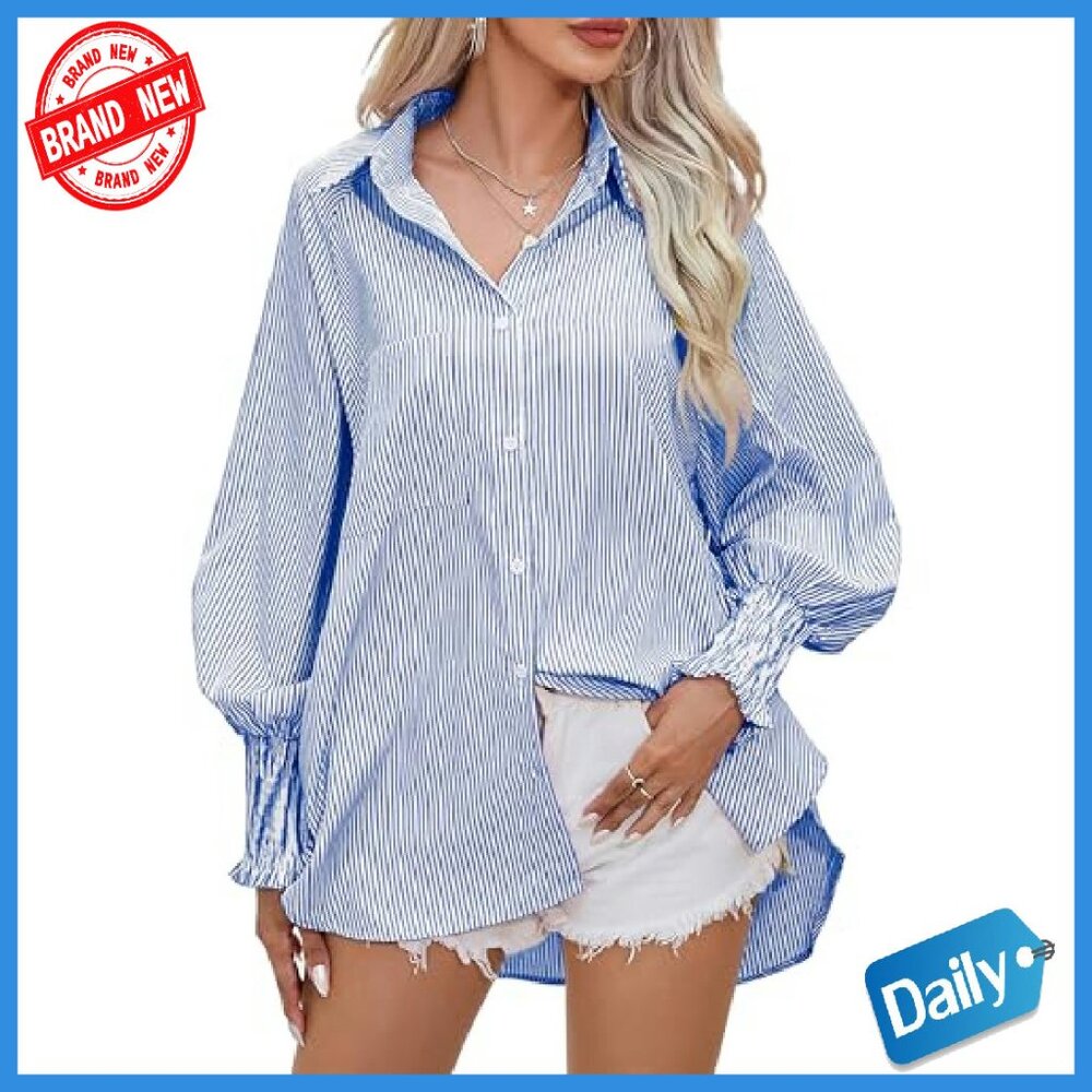 Oversized Wrinkle-Resistant Button-Down Shirt Wit… - image 3
